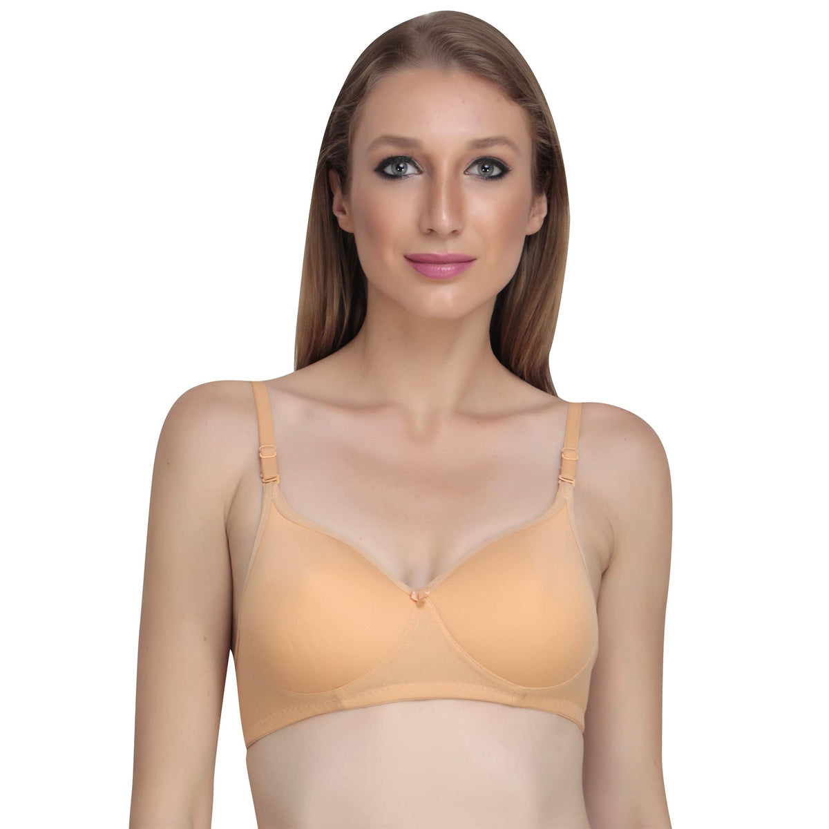 Liigne Women Padded Bra - Made of Pure Cotton Full Coverage Non Wired Seamless Pushup Soft Cup for T-Shirt Saree Dress Sports Garment for Daily Use Everyday, Light Brown, 32B