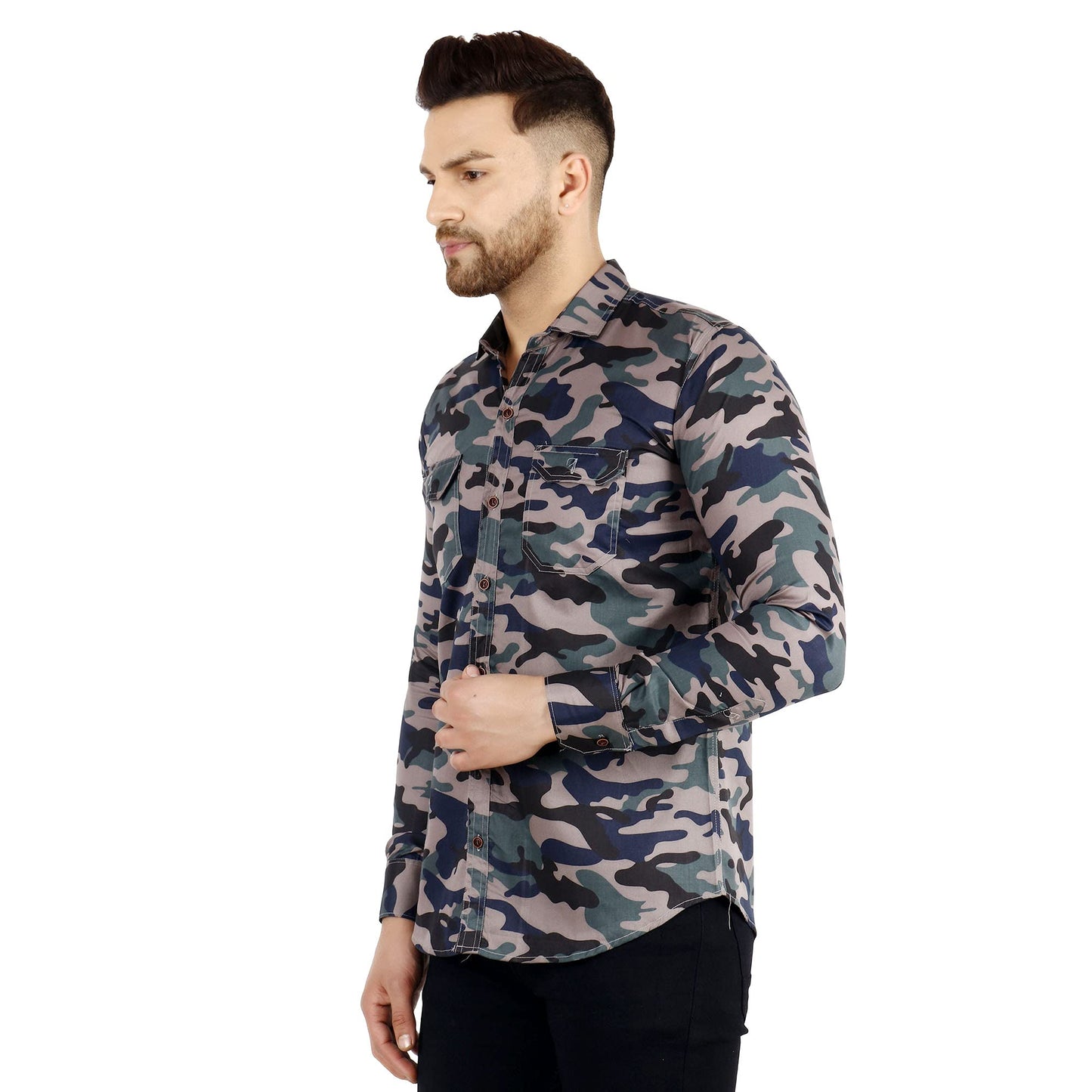 Besix Men Regular Fit Camouflage Shirt, Pure Cotton Spread Collar Casual Shirt, Comfortable & Stylish Outdoor Summer Shirt For M