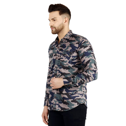Besix Men Regular Fit Camouflage Shirt, Pure Cotton Spread Collar Casual Shirt, Comfortable & Stylish Outdoor Summer Shirt For M
