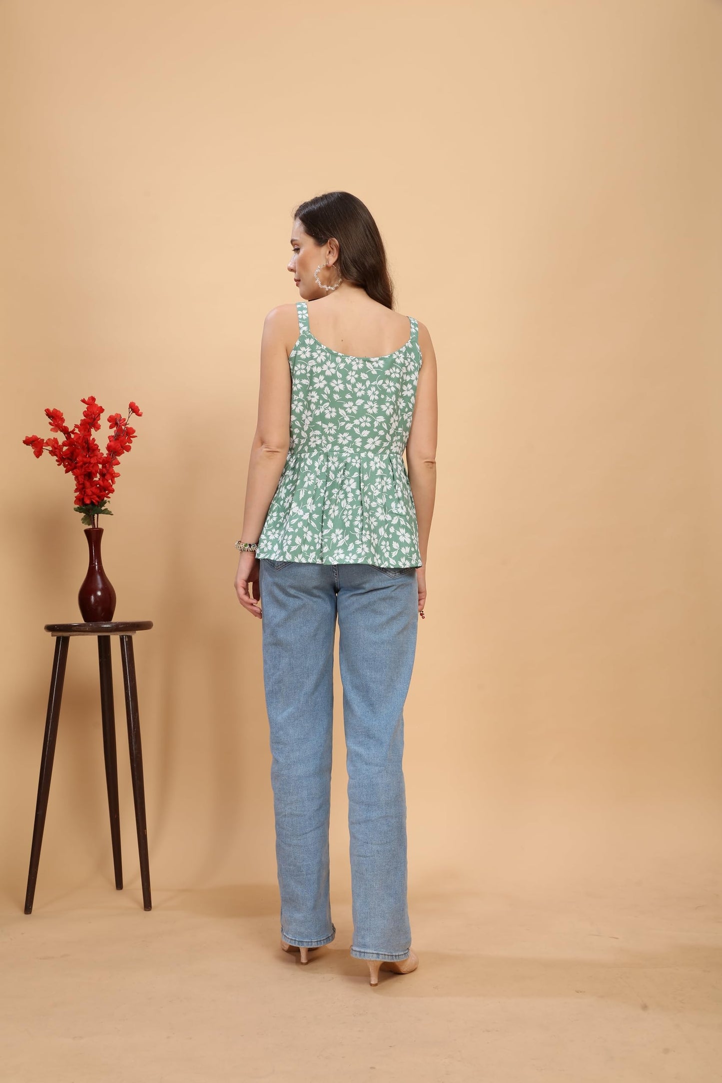 PATLANI Womens Rayon Sleeveless Printed top.