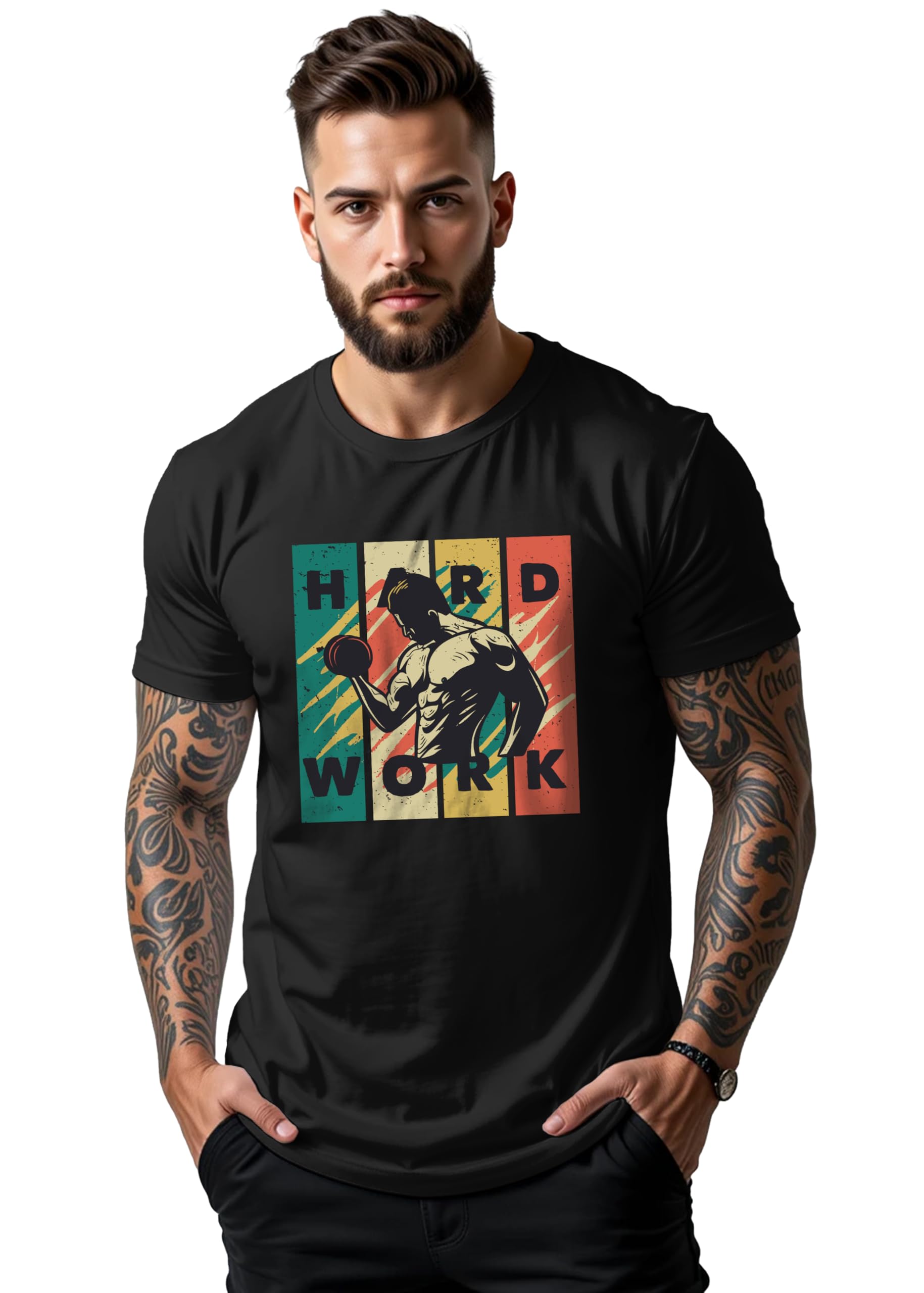 Peppyzone Mens Regular Fit T-Shirt (PZ-GYM133_Black3