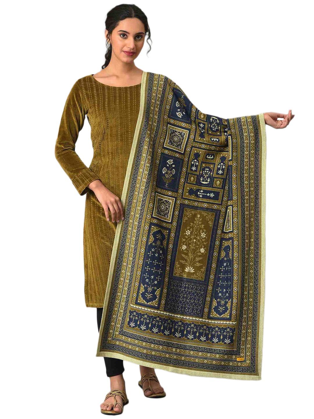 Aurelia Blue Yarn Dyed Shawl For Women (Size: Free Size)-24Noa80053-703477
