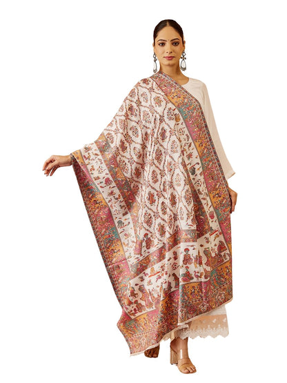 Pashmoda Women Gulbahar Kaani Wool Blend Kashmiri Shawl, Stole, Scarf, Luxury Pashmina Evening Wrap (Size: 101 X 203 CM)