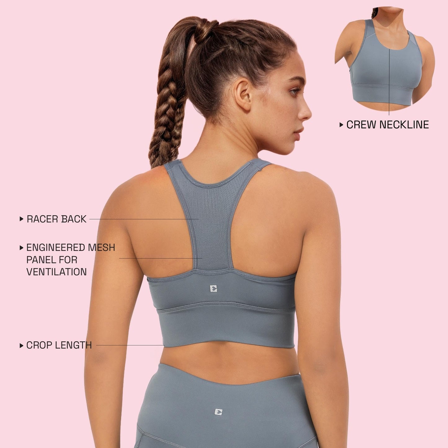 Enamor Womens Polyester Wire Free Casual Padded Sports Bra (A202_Cloud Grey
