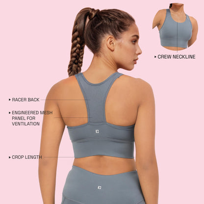 Enamor Womens Polyester Wire Free Casual Padded Sports Bra (A202_Cloud Grey