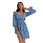 Sheetal Associates Women Casual Regular Sleeves Crepe Printed Fit And Flare Dress Blue