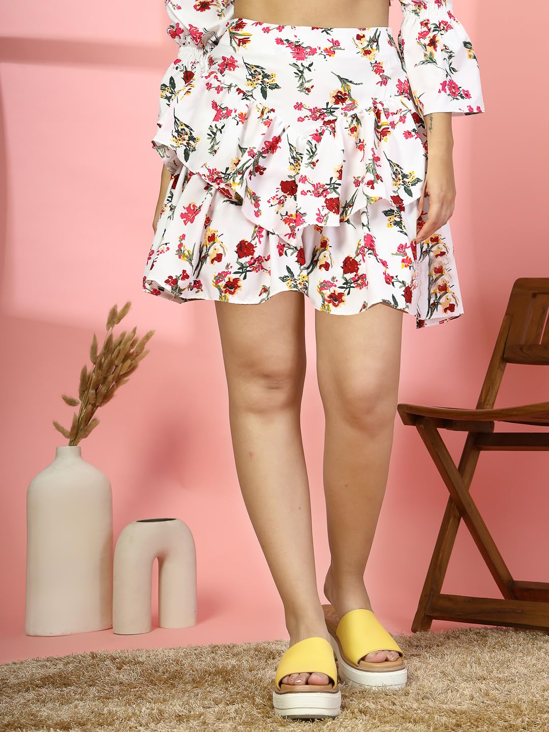 OOMPH! Mini Skirts for Women White - msk162