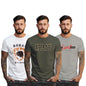 Peppyzone S to 5XL Stylish Printed Cotton Round Neck Tshirt for Men - 100% Cotton, Half Sleeve, Combo Pack of 3 T Shirts for Men