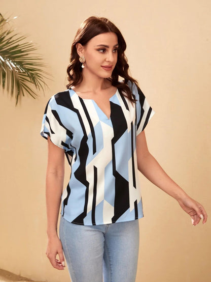 Sugathari Womens & Girls Sky Blue, Keyhole Neck, Short Sleeve Blouse Tops for Women/Tops, T-Shirts for Girls (Top 90 Sky Blue