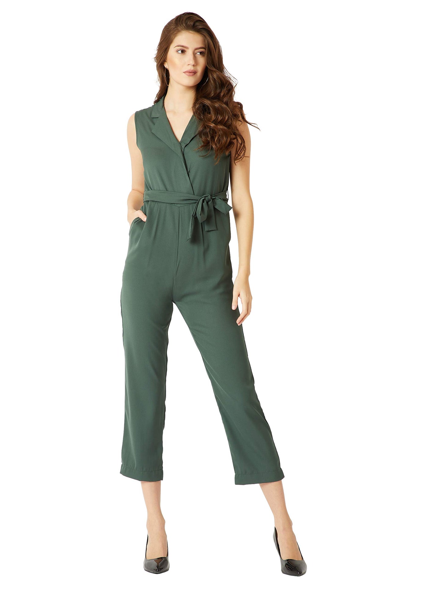 Miss Chase WomenS Crepe Jumpsuit(Mcss18D11-29-42-06,Dark Green,X-Large)