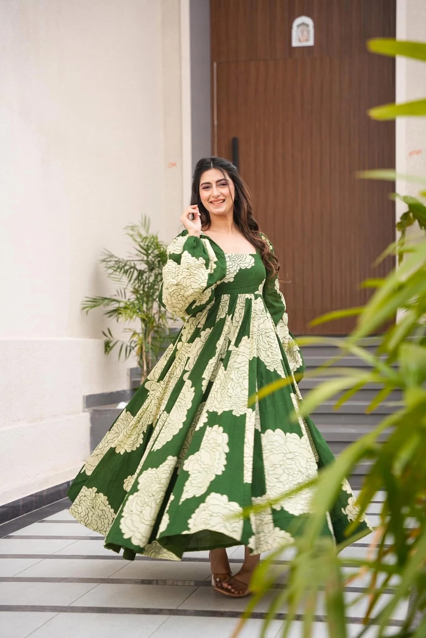 Wedani Rayon Dress for Women Green