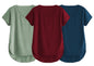 Fabricorn Combo Of Three Plain Maroon, Sage Green And Airforce Blue V-Neck Up And Down Cotton Tshirt For Women (Maroon, Sage Gre