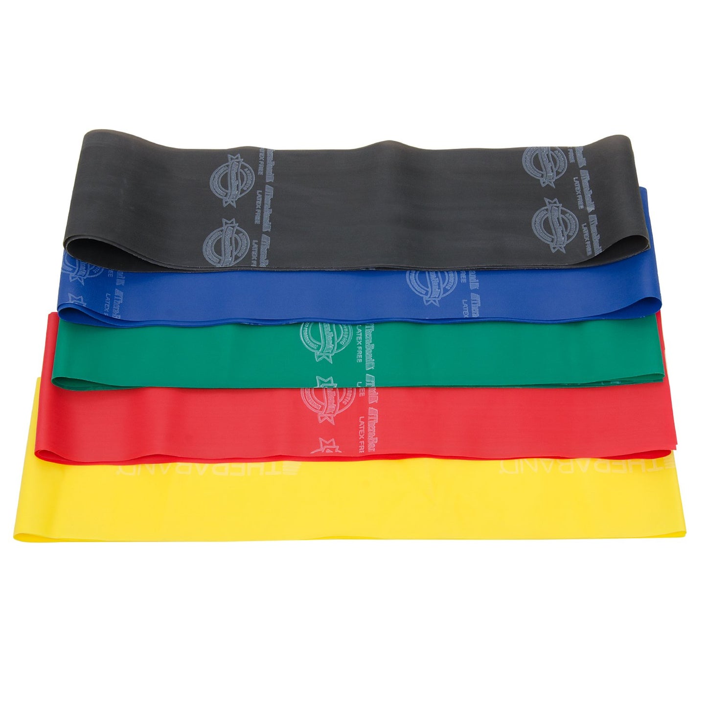 Thera-Band 5-Band Latex Free Recovery Kit - Natural Rubber, 5 Feet x 4 Inches, Yellow/Red/Green/Blue/Black