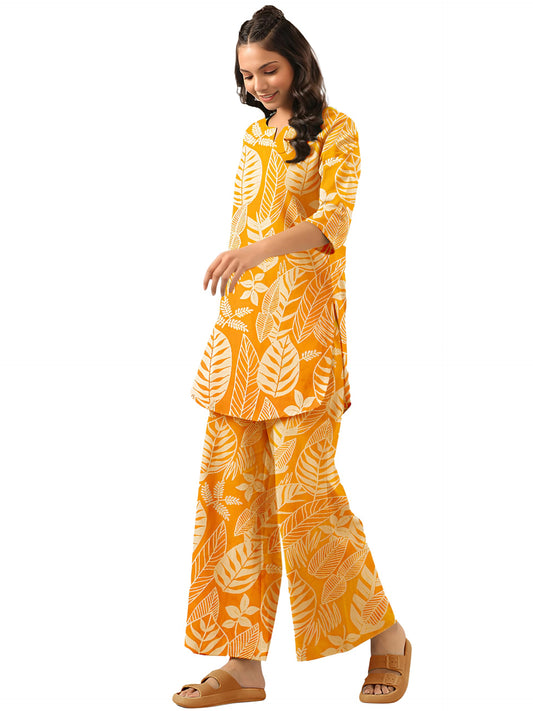 Tee Projekt Cotton Ethnic Wear Co Ord Set for Women | Co Ord Set for Women Stylish Yellow