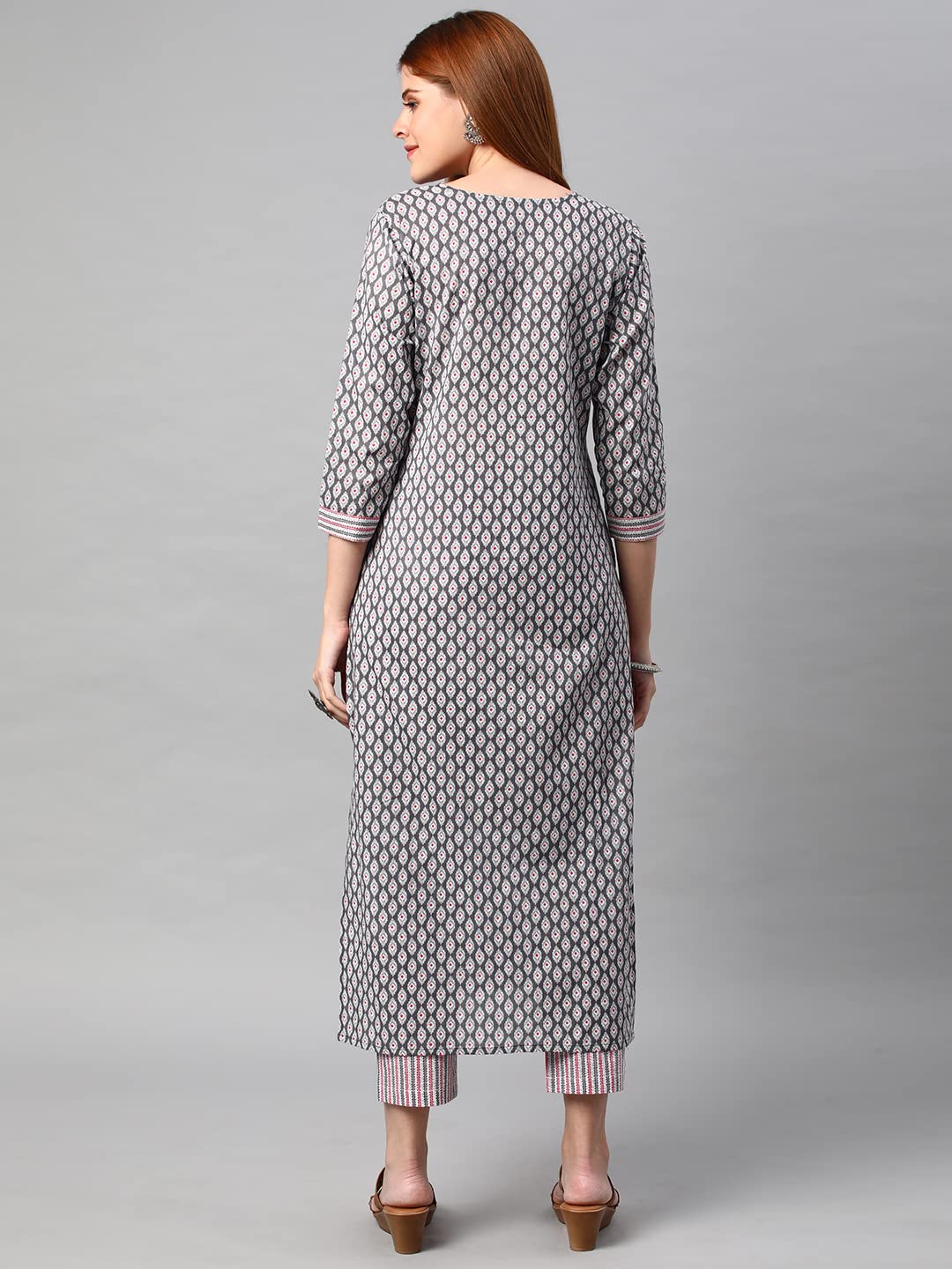 ANNI DESIGNER Women's Cotton Blend Printed Straight Kurta with Pant (Varupini)