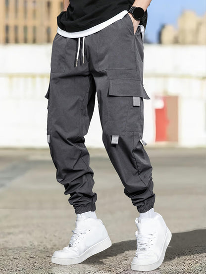 Shasmi Grey Mens Casual Joggers with Elastic Waist, Multi-Pocket Design, Boys Casual Cargo Joggers Men Track Pant for Men ll T