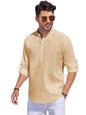 Noble Monk Men Full Sleeve Solid Regular Fit Kurta | Kurta Shirt For Men And Boys Yellow Beige