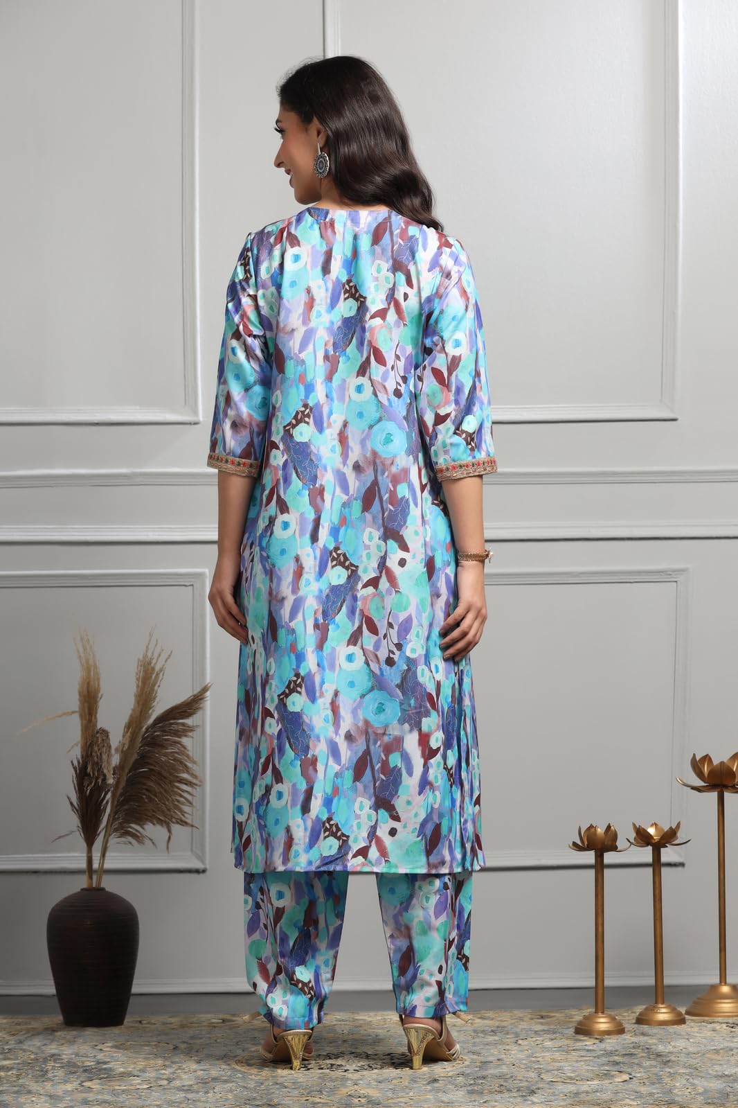 Leriya Fashion Cotton Blend Alia Cut Kurta Set For Women| Alia Cut Anarkali Set | Embroidery Kurta Set For Women| Kurta With Pan