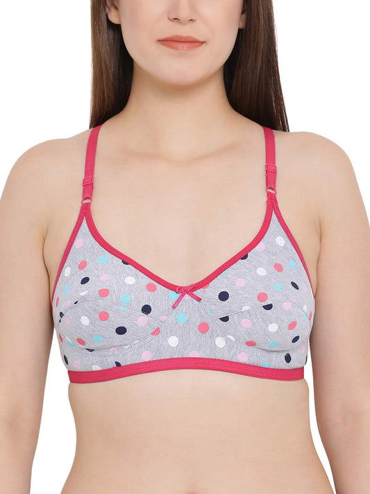 Clovia Cotton Non-Padded Non-Wired Printed Racerback Bra (BR1823P05_Grey_34C)