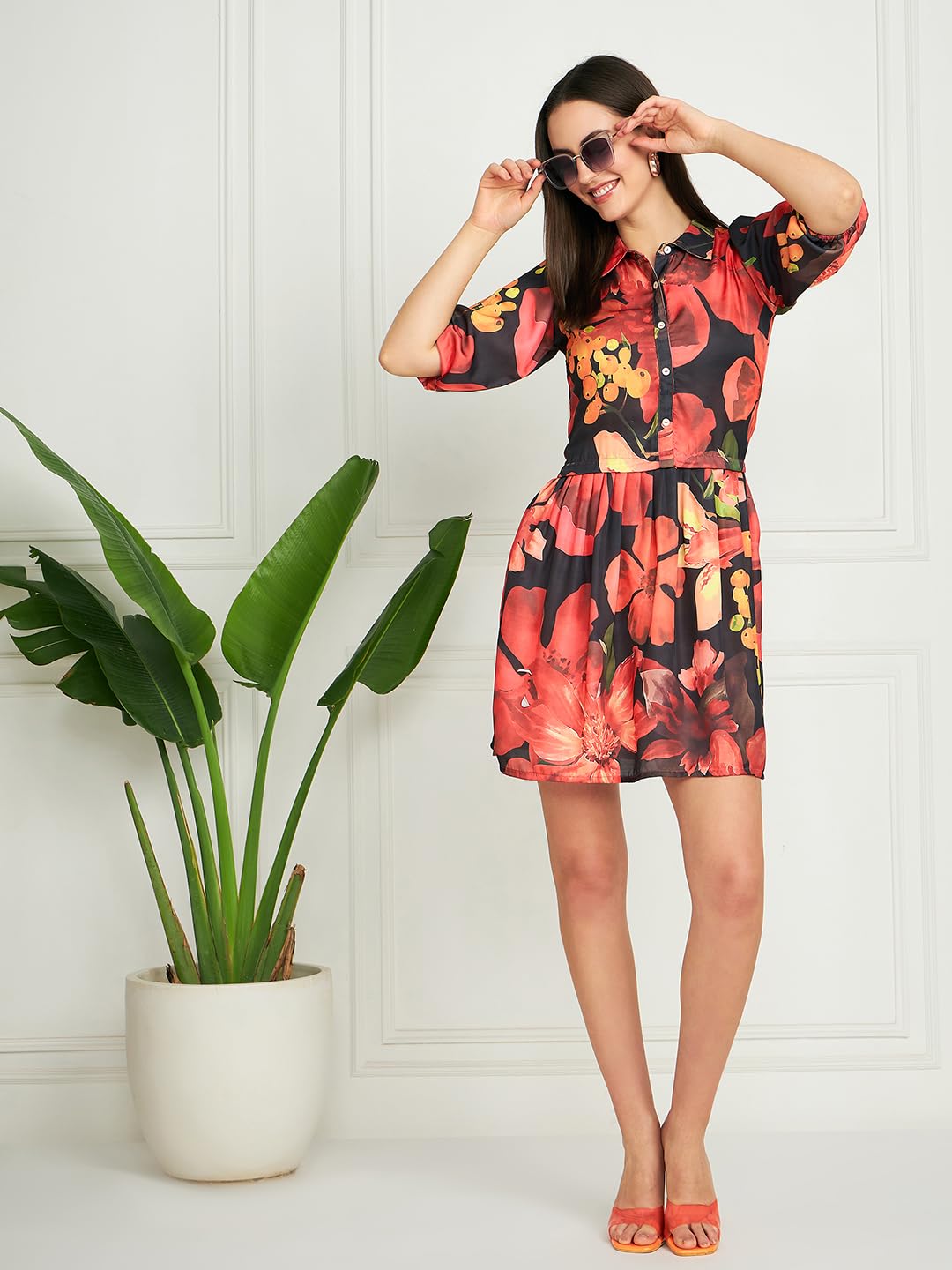 Modeve Women Multicolor Floral A-Line Dress