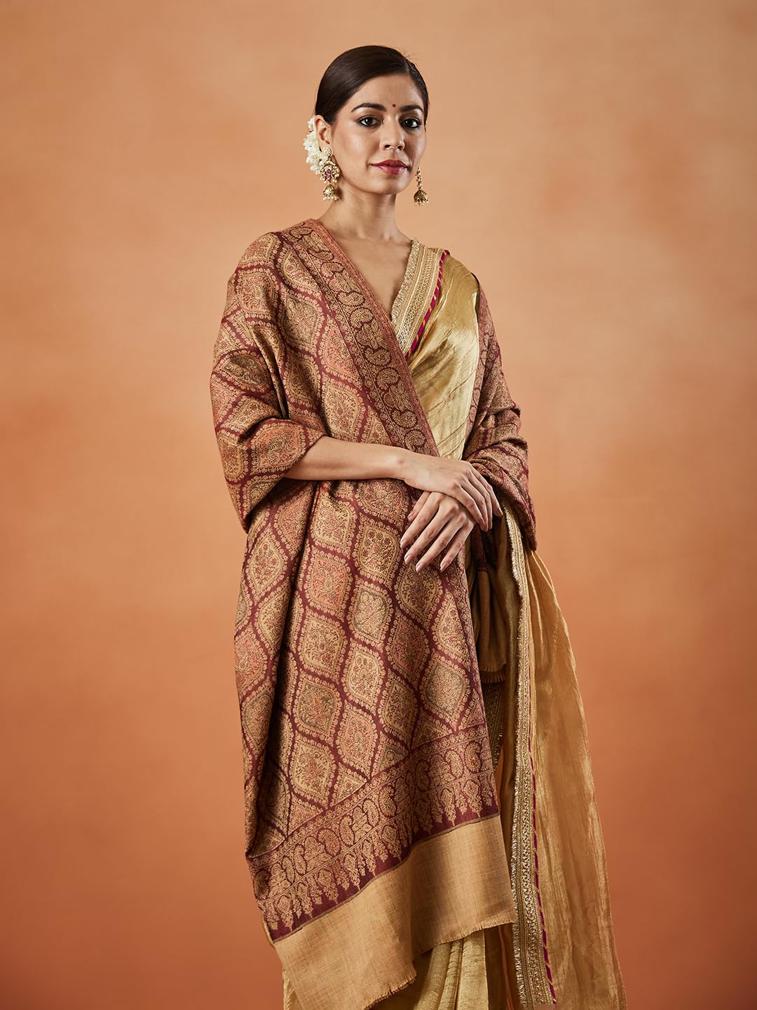 Pashmoda Women Shabnam Kashmiri Jamawar Woven Shawl (Size: 101X203 CM)