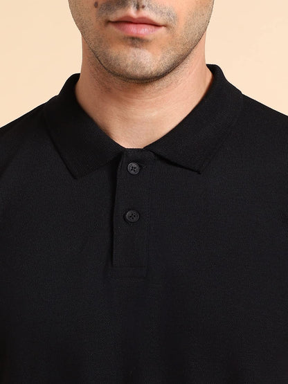 Dennis Lingo MenS Slim Fit Black Solid Polo T-Shirt
