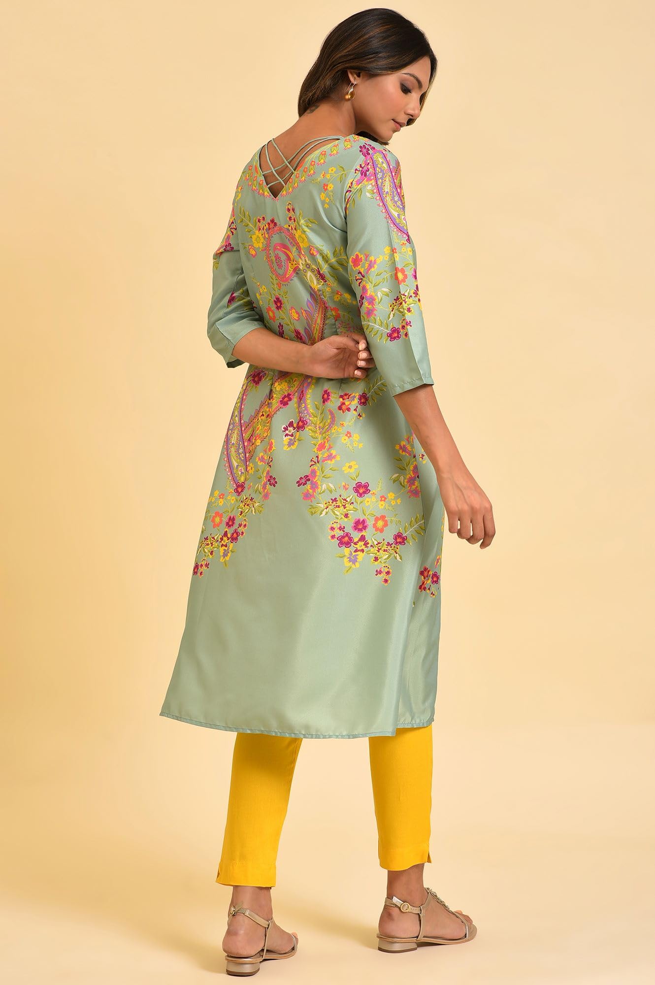 W For Woman WomenS Polyester Regular Kurta (23Few18742-119780_Sprucetone