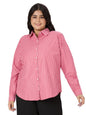 Style Quotient Plus Women Red and White Stripe Polycotton Formal Shirt