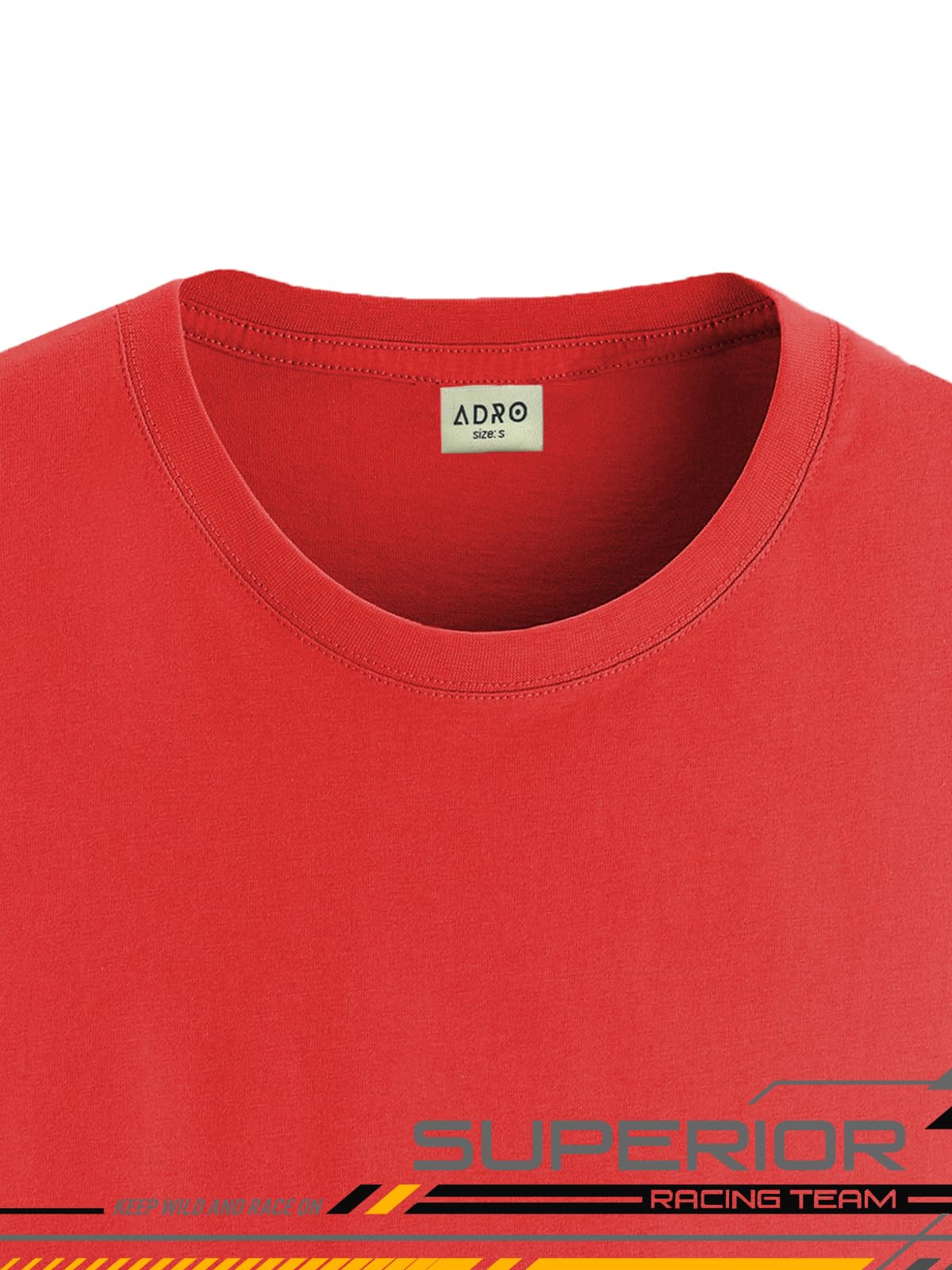 ADRO Men's Graphic Printed 100% Cotton T-Shirt - Regular Fit, Printed T-Shirts for Men (RN24-RAC-RD_Red)