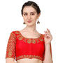 Vihu Fashion Womens Multicolor Heavy Hand Morpankh Sleeves Embroidery Thread Stone Work Phantom Silk Readymade Blouse for Saree