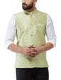 SOJANYA (Since 1958 Men's Jacquard Silk Green Designer Waist Coat, Size: 40