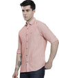 The Indian Garage Co Men Pink Striped Slim Fit Cotton Casual Shirt