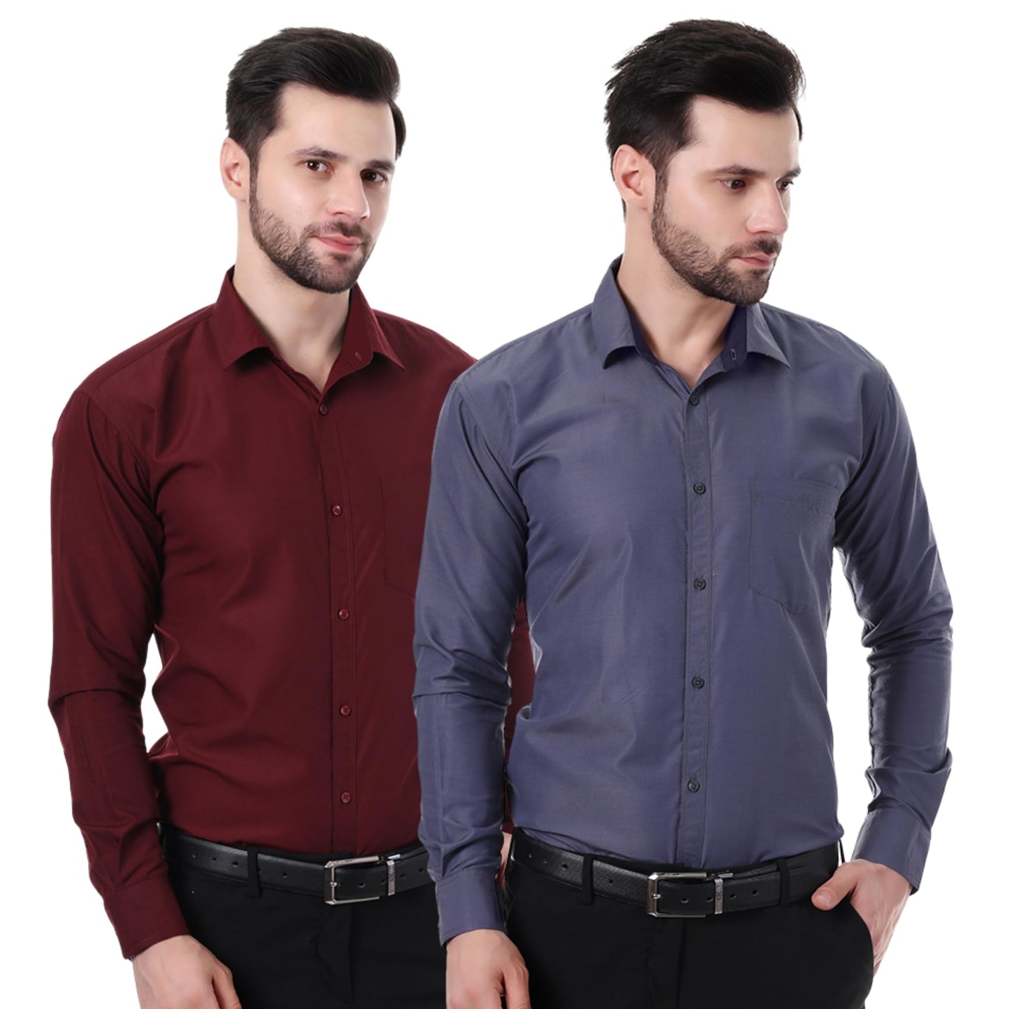 Xjarvis Austin MenS Cotton Blend Shirt |Slim Fit Formal Shirt With Pocket |Plain | Long Sleeve Spread Collar | Casual Wear Regu