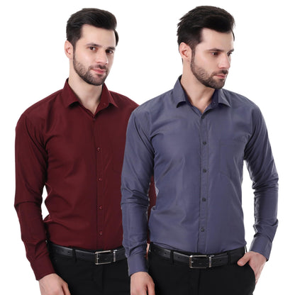 Xjarvis Austin MenS Cotton Blend Shirt |Slim Fit Formal Shirt With Pocket |Plain | Long Sleeve Spread Collar | Casual Wear Regu