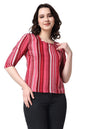 POPWINGS Casual Printed Puff Sleeves Round Neck Top for Women || Stylish Latest Summer Tops for Women || Hip-Length Women Top Pi