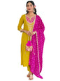 Naixa WomenS Mustard Bsy Viscose Embroidered Straight Kurta With Bsy Viscose Pant And Silk Blend Embroidered Laced Dupatta Sets