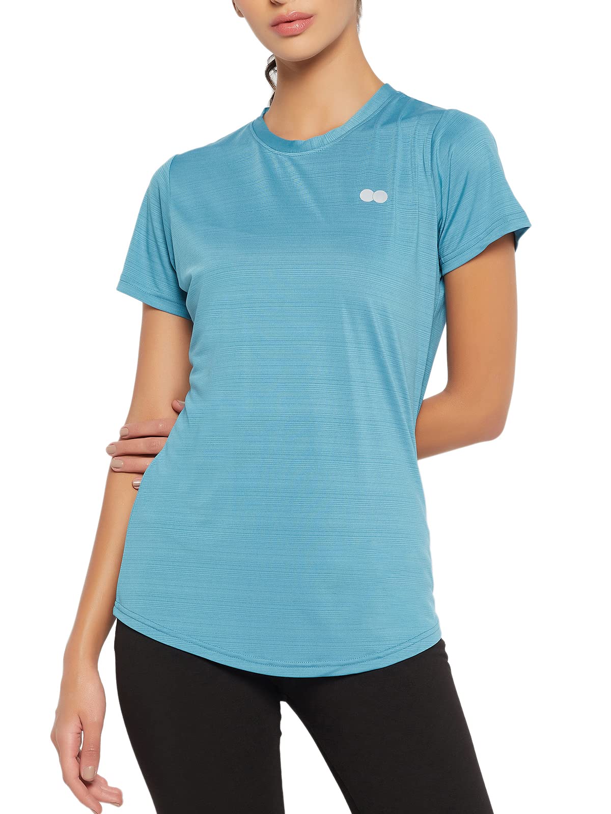 Clovia Womens Comfort Fit Active T-Shirt(AT0112F03_Light Blue_S)