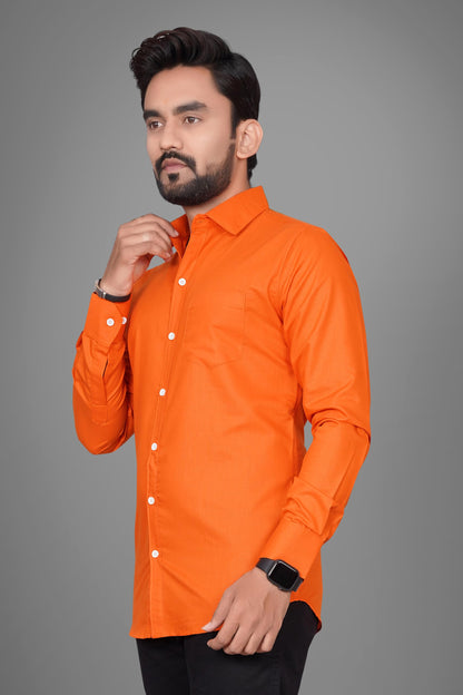 Besix Full Sleeve Orange Formal Shirt For Men Cotton Regular Fit Casual - Pure Premium Branded Shirts For Men Formal Stylish Sli