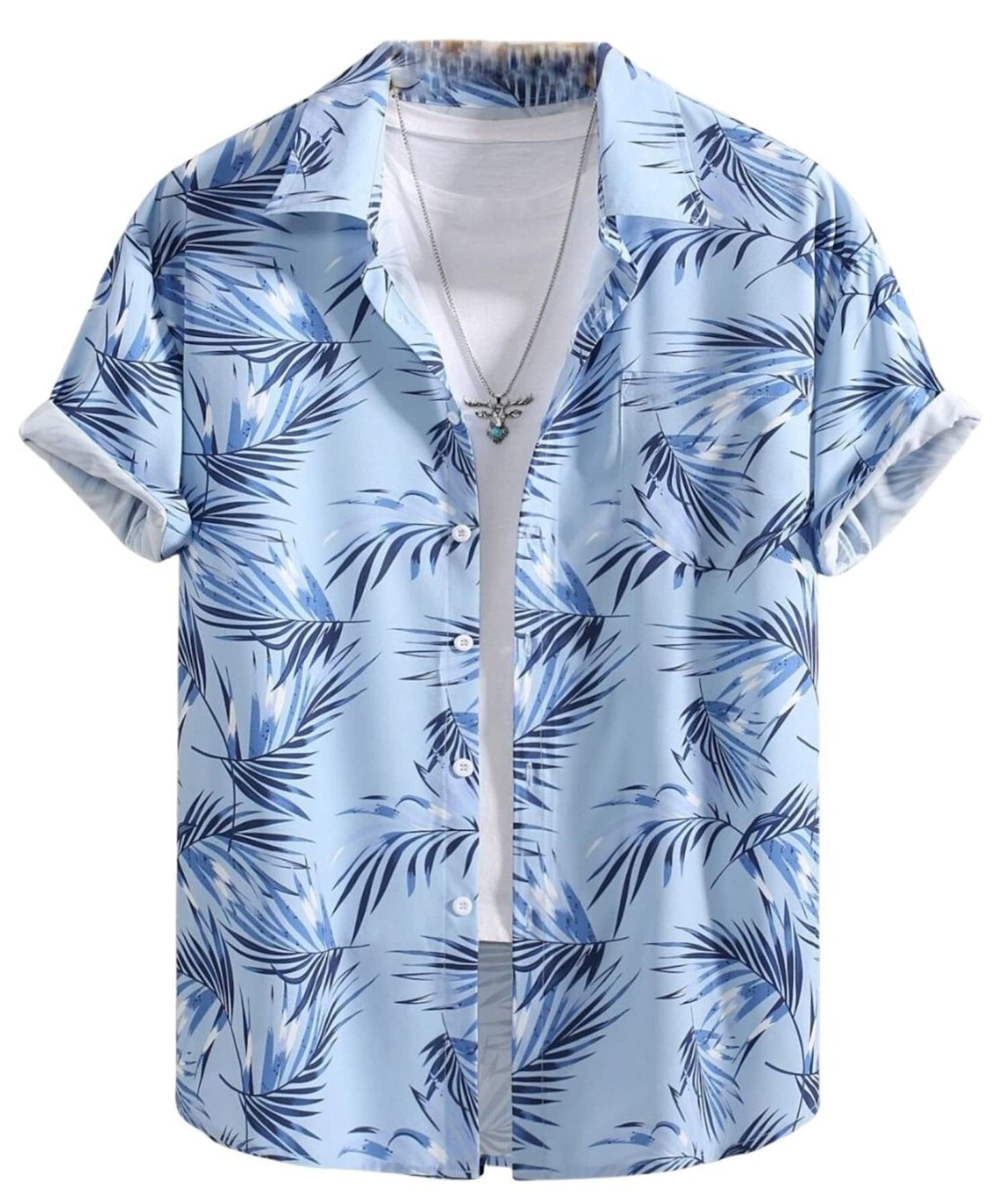 Leriya Fashion MenS Printed Regular Fit Shirt Sky