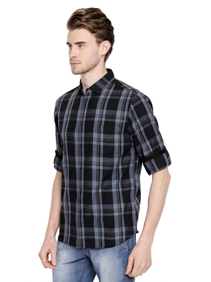 Dennis Lingo MenS Cotton Checkered Slim Fit Casual Full Sleeves Shirt With Pocket