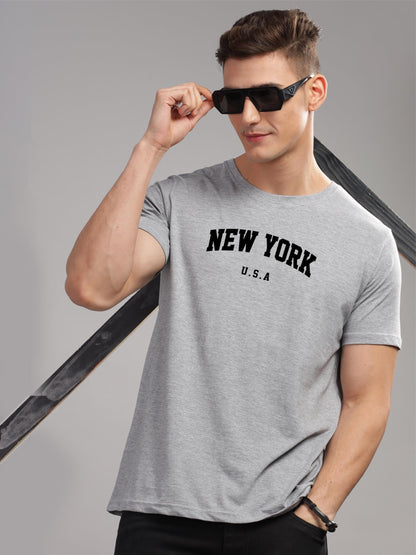 ADRO Men's Solid Regular Fit T-Shirt (RN24-NEW-GR_Grey