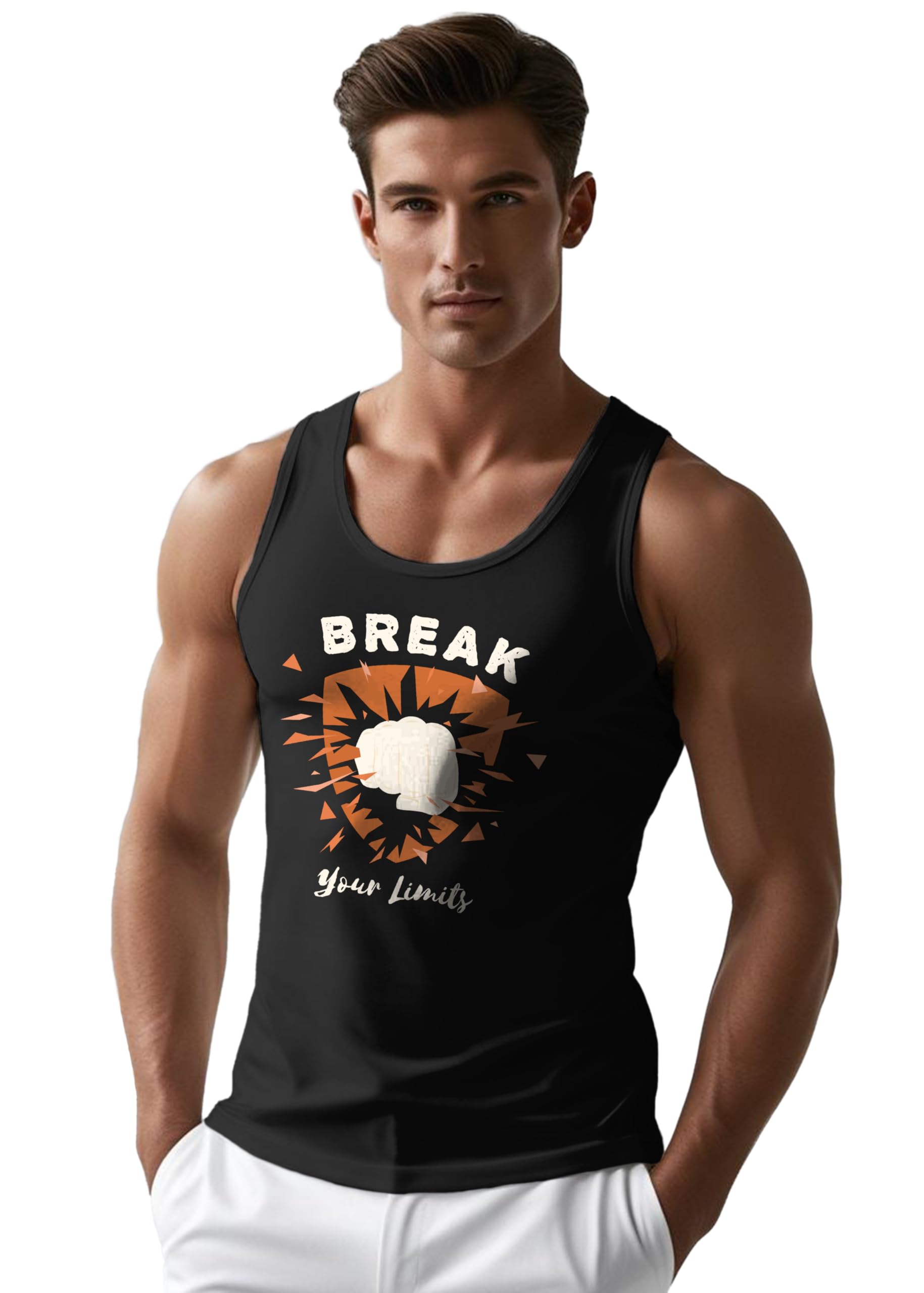 Peppyzone Mens Printed Regular Fit Vest (TT-Trendy-19_Black