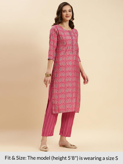 rangita Rayon Printed Straight Kurta with Pant and Dupatta | Kurta Set for Women