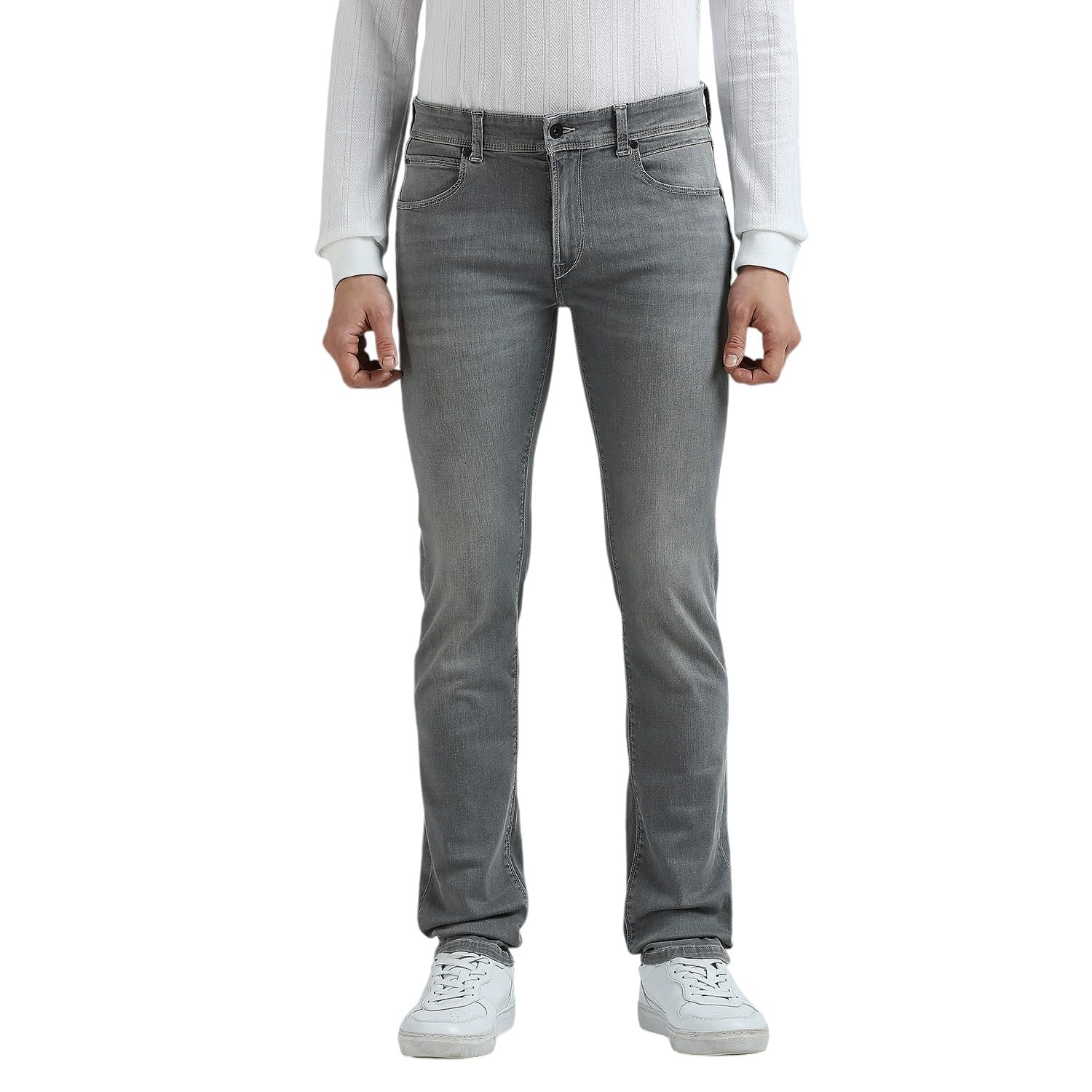 Vapour Grey Mid Rise Slim Powerflex Jeans