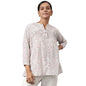 Fabindia Pintucks Fitted Women Peach Rayon Blend Printed Top (203733001 L)