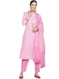 ishin Cotton Women's Yoke Embellished A-Line Kurta Set With Trouser And Dupatta