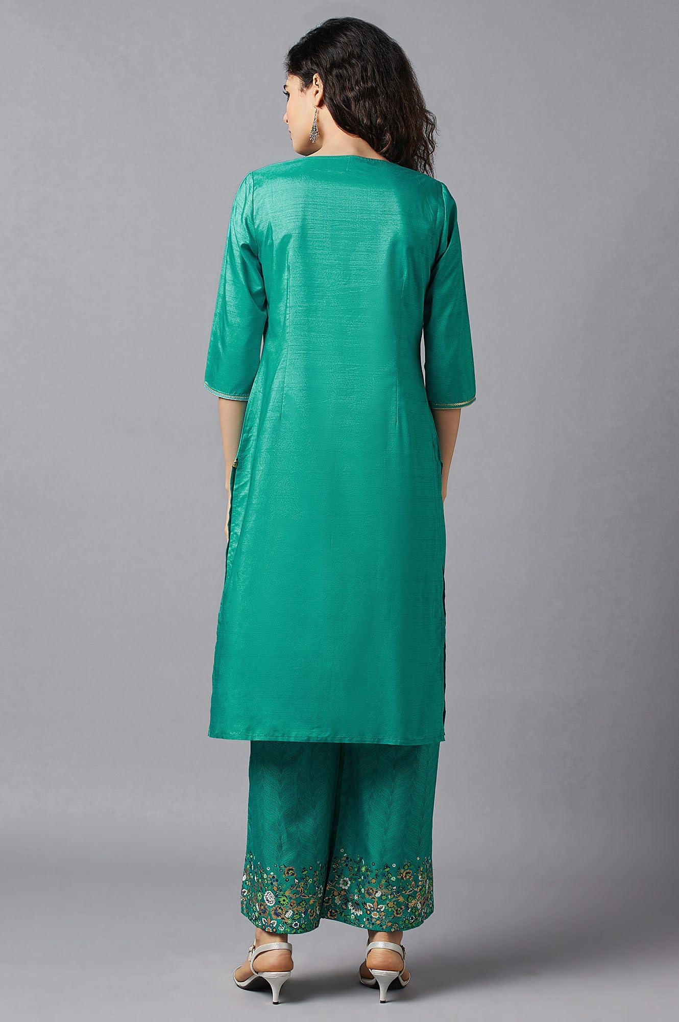 Aurelia Green Ethnic Festive Kurta And Palazzo Set