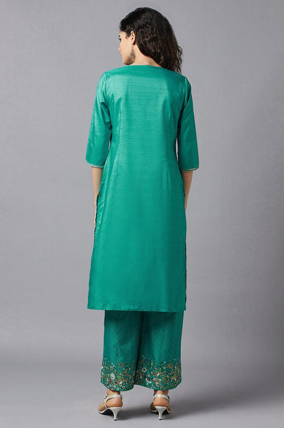 Aurelia Green Ethnic Festive Kurta And Palazzo Set