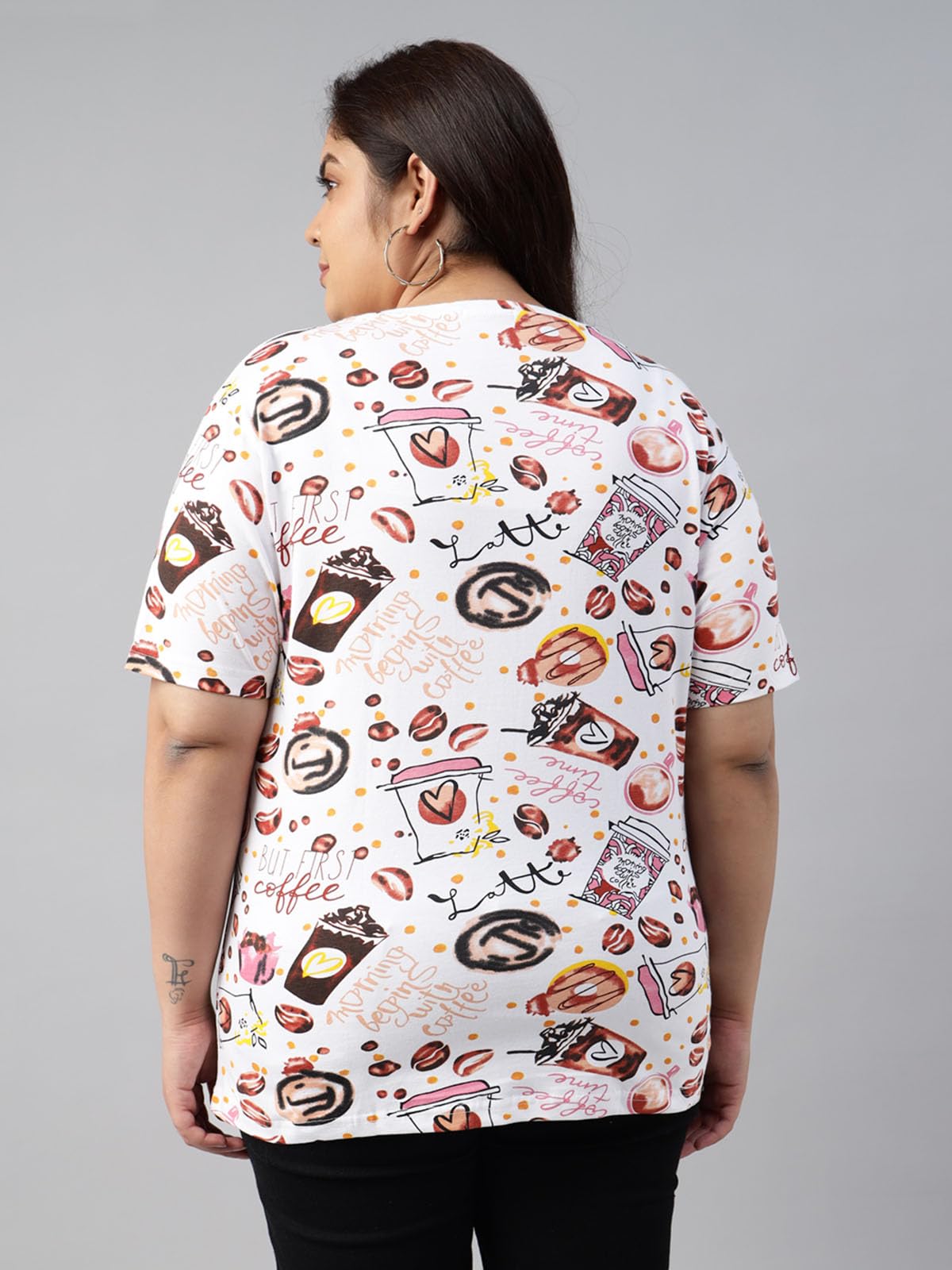 Juneberry 100% Pure Cotton Oversized Loose Baggy Fit Drop Shoulder Graphic Printed Plus Size T-Shirt Combo For Women (Pack Of 2)