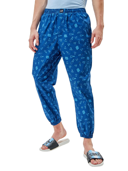 Bewakoof Mens All Over Printed Regular Fit Pyjamas_608403_Blue_S